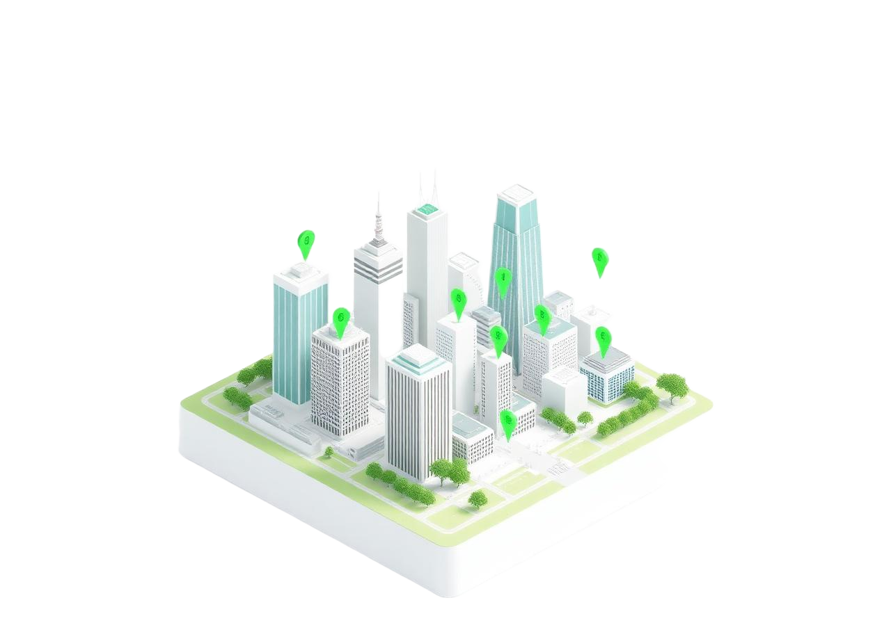 Industrial IoT smart city with connected LTE sensors, gateways, radios and vehicles